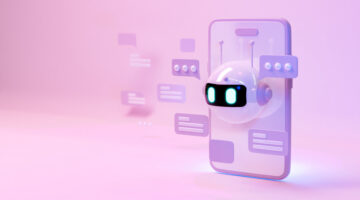 conceptual of the smartphone with AI Chatbot assistant, fintech innovation technology concept,3D illustration rendering
